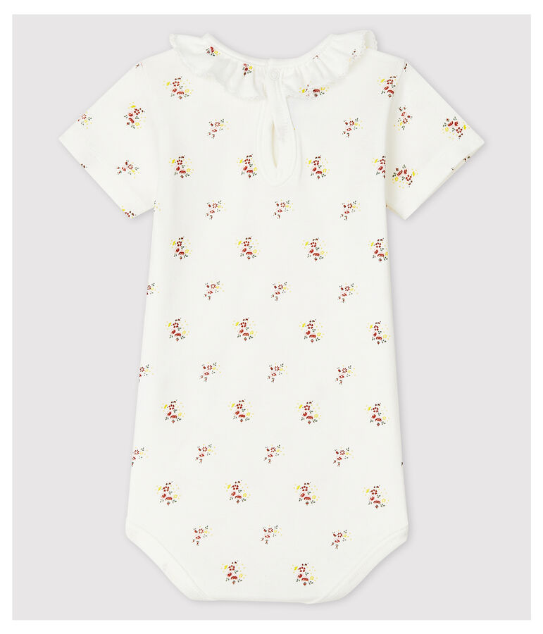 Babies' Short-Sleeved Bodysuit With Ruff MARSHMALLOW white/MULTICO white