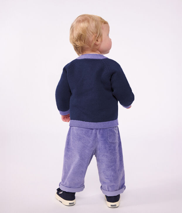 Babies' plain corduroy trousers purple