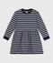 Children's long-sleeved cotton dress SMOKING blue/MARSHMALLOW white