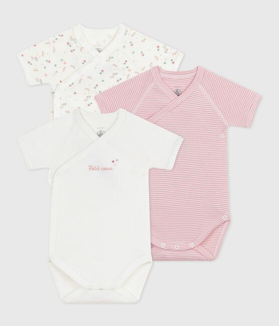 Pack of babies' short-sleeved printed cotton wrapover bodies variante 2