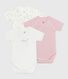 Pack of babies' short-sleeved printed cotton wrapover bodies