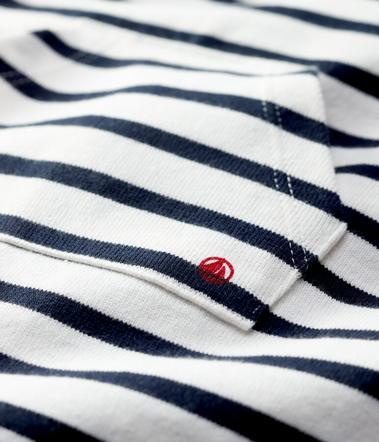 Babies' Thick Organic Jersey Playsuit MARSHMALLOW white/SMOKING blue