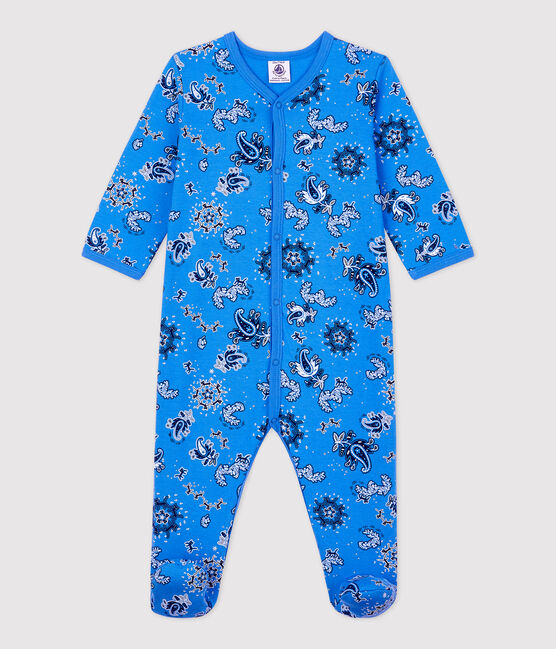 Babies' Bandanna Themed Organic Cotton Sleepsuit BRASIER blue/MULTICO white