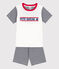 Children's Unisex Petit Bateau Cotton Short Pyjamas SMOKING blue/MARSHMALLOW white