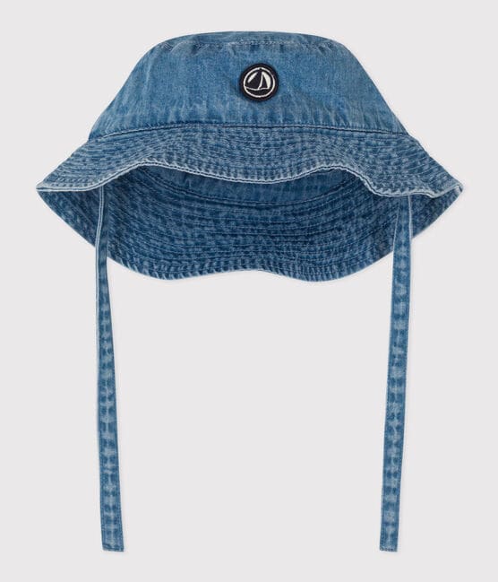 Babies' Blue Denim Tie-on Bucket Hat DENIM CLAIR blue