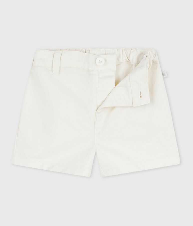Babies' plain cotton shorts MARSHMALLOW white