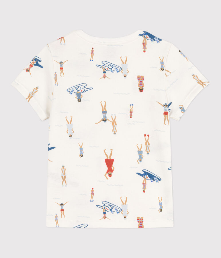 Girls' Short-Sleeved Patterned T-Shirt white/multicolor