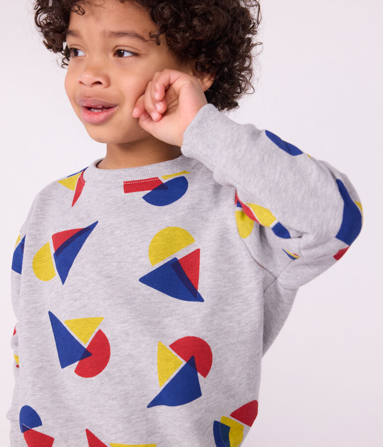 Children's printed cotton sweatshirt grey/multicolor