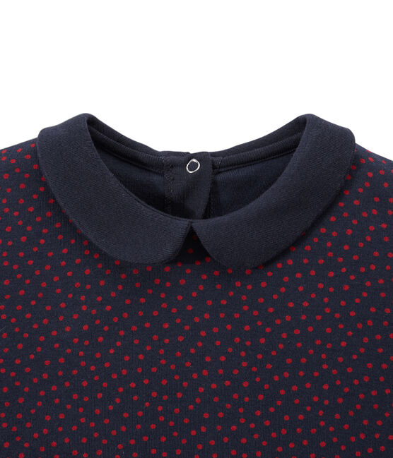 Girl's tee with Peter Pan collar SMOKING blue/TERKUIT red