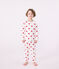 Girls' Heart Print Ribbed Pyjamas white/red