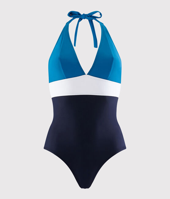 Women's Recycled 1-Piece Swimsuit SMOKING blue/MULTICO white