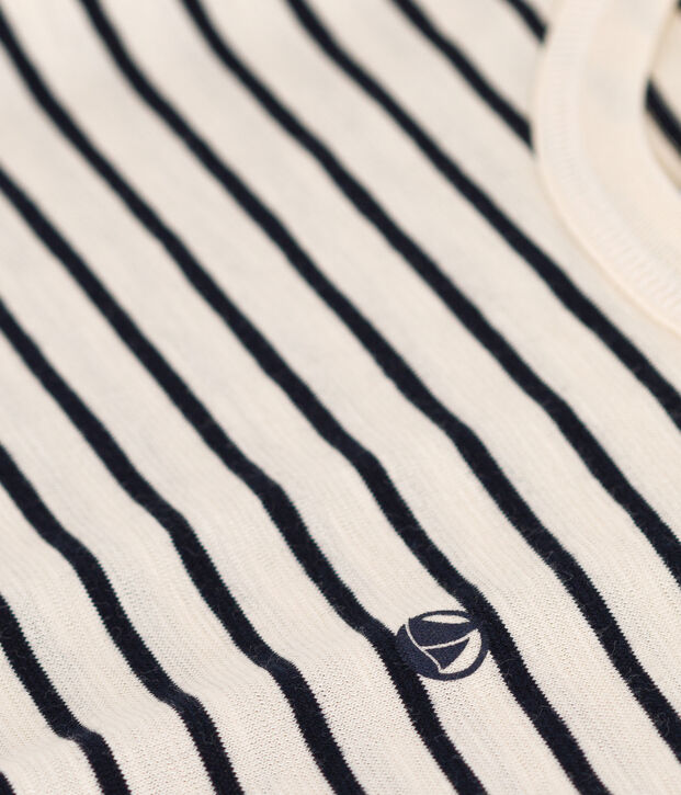 Boys' Stripy Slub Jersey T-shirt Ecru/blue