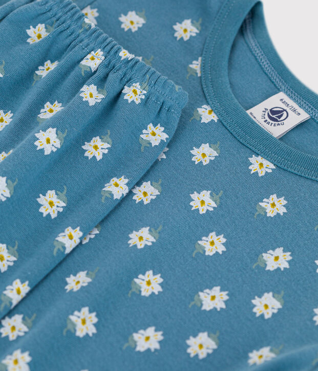 Girls' Floral Cotton Pyjamas blue/multicolor