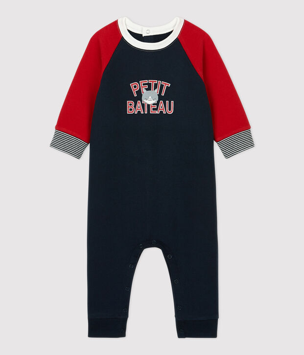 Babies' Fleece Jumpsuit blue/red
