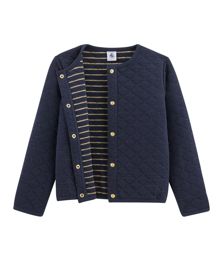 Girls' Tube Knit Cardigan blue/yellow