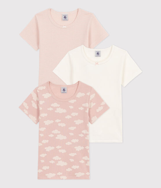 Girls' Short-Sleeved Cloud Patterned Cotton T-Shirt - 2-Pack variante 1
