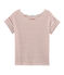 Women's short-sleeved linen t-shirt MARSHMALLOW white/COPPER pink