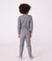 Children's long-sleeved stripy wool and cotton T-shirt SOIR blue/MARSHMALLOW
