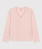 Women's Straight Cotton V-Neck T-Shirt SALINE pink