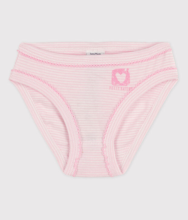 Girls' Cotton Briefs pink/white