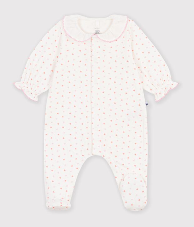 Babies' heart print tube knit pyjama suit white/multicolor