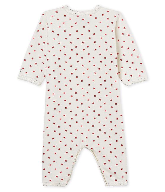 Baby Girls' Tube Knit Sleepsuit MARSHMALLOW white/TERKUIT red