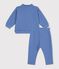Babies' sweatshirt and trousers set in plain cotton blue