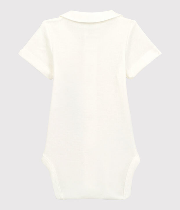 Babies' White Short-Sleeved Organic Cotton Bodysuit with Collar white