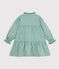 Children's long-sleeved poplin gingham dress green/white