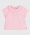 Babies' long-sleeved plain cotton blouse pink