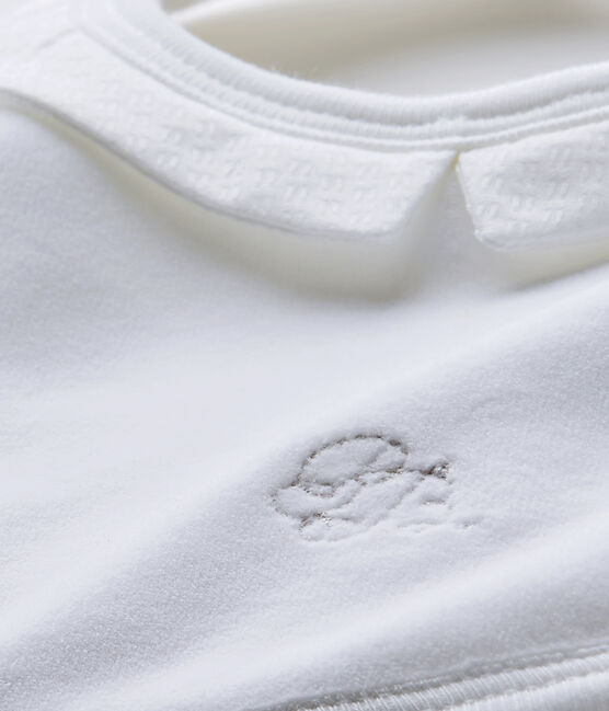 Baby's unisex bib in lined velour ECUME white
