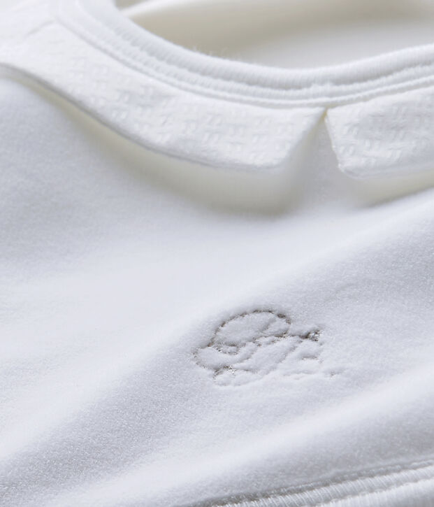 Baby's unisex bib in lined velour white