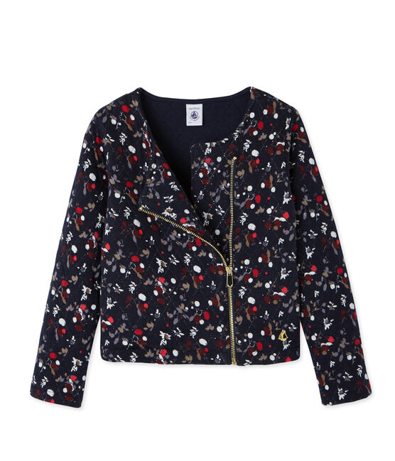 Quilted double knit cardigan SMOKING blue/MULTICO white