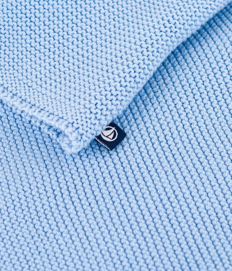 Babies' moss stitch cotton cardigan blue