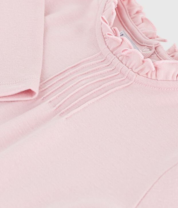 Children's long-sleeved plain cotton T-shirt pink