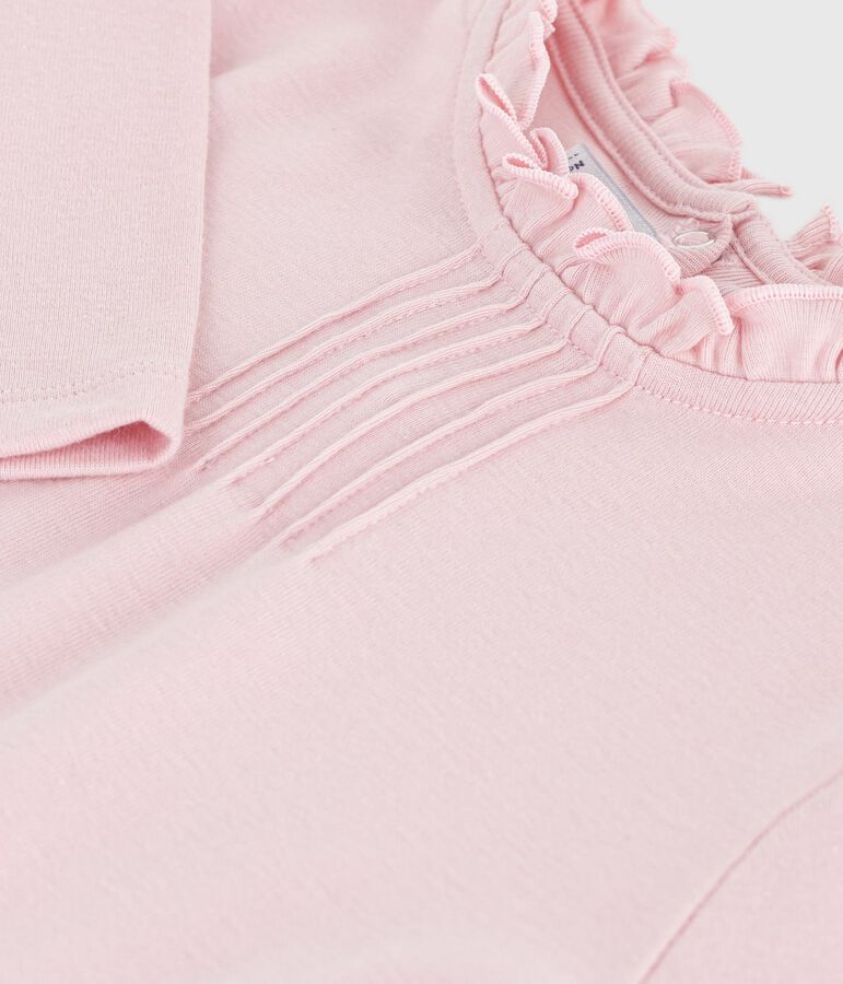 Children's long-sleeved plain cotton T-shirt pink