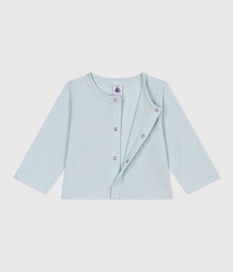 Babies' plain cotton cardigan blue