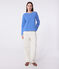 Women's long-sleeved cotton Breton top PERSE blue/MARSHMALLOW white