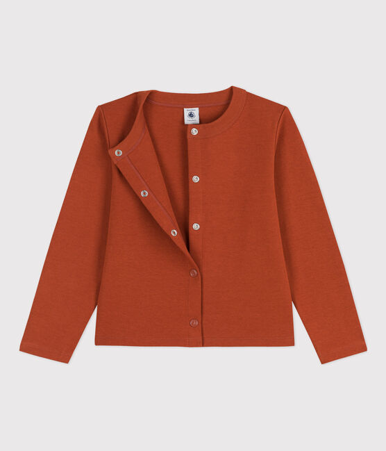 Girls' Cotton Cardigan RUSTY brown