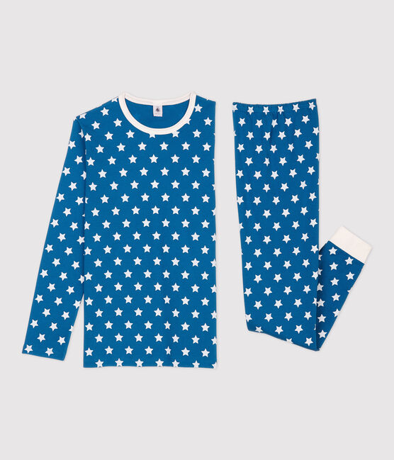 Boys' Star Print Organic Cotton Pyjamas MALLARD /MARSHMALLOW