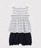 Baby Girls' Cotton and Linen Blend Blouse and Bloomers Ensemble MARSHMALLOW white/MEDIEVAL blue