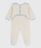 Babies' plain velour pyjama suit with a back opening MONTELIMAR CHINE beige