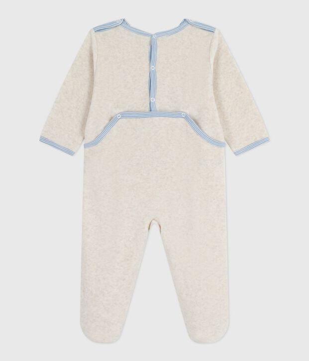 Babies' plain velour pyjama suit with a back opening MONTELIMAR CHINE