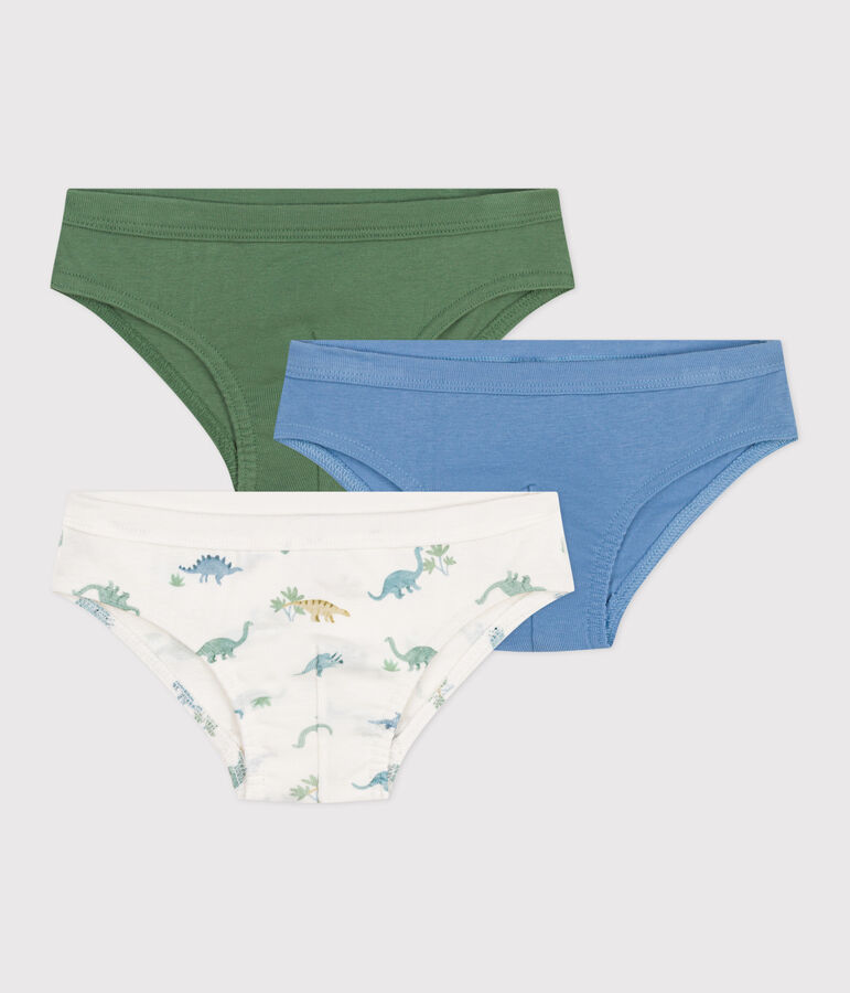 Children's dinosaur print cotton briefs - 3-Pack multicolor