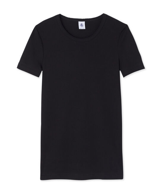 Women's short-sleeved plain t-shirt NOIR black
