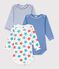 Pack of long-sleeved star-print cotton bodies for babies multicolor