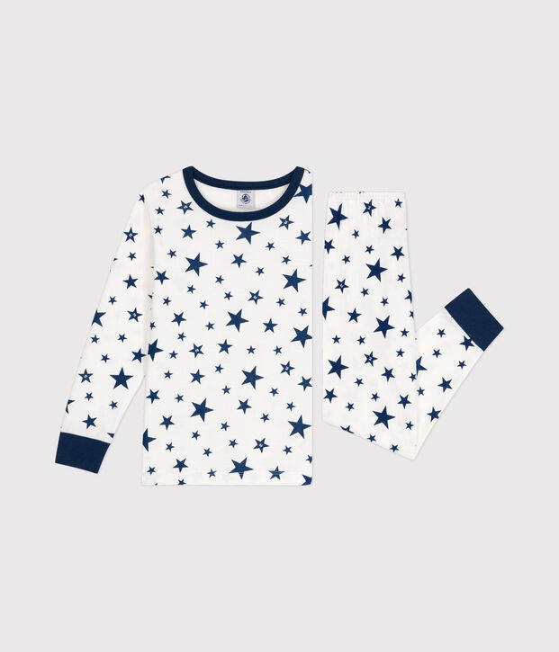 Children's star print cotton pyjamas blue/blue