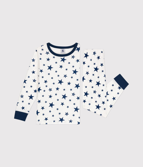 Children's star print cotton pyjamas MARSHMALLOW blue/INCOGNITO