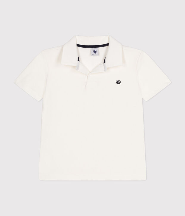 Boys' Short-Sleeved Cotton Polo Shirt white