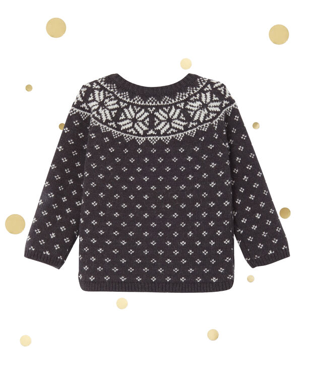 Baby boy's wool blend jacquard cardigan grey/multicolor